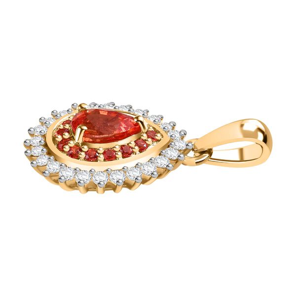 AAA Padparadscha Saphir und Diamant Anhänger in 585 Gold - 1,63 ct. image number 5