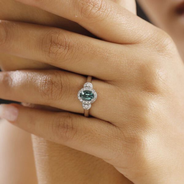 LUXORO zertifiziert und gepr&uuml;ft AAA Pirineu Lagoon Tourmalin und Diamant Ring in 585 Wei&szlig;gold - 1,10 ct. image number 3