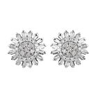 Diamant Blumen Ohrstecker 925 Silber platiniert ca. 0,50 ct