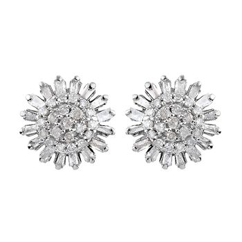 Diamant Blumen Ohrstecker 925 Silber platiniert ca. 0,50 ct
