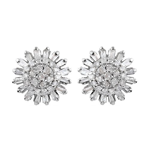 Diamant Blumen Ohrstecker 925 Silber platiniert ca. 0,50 ct image number 0