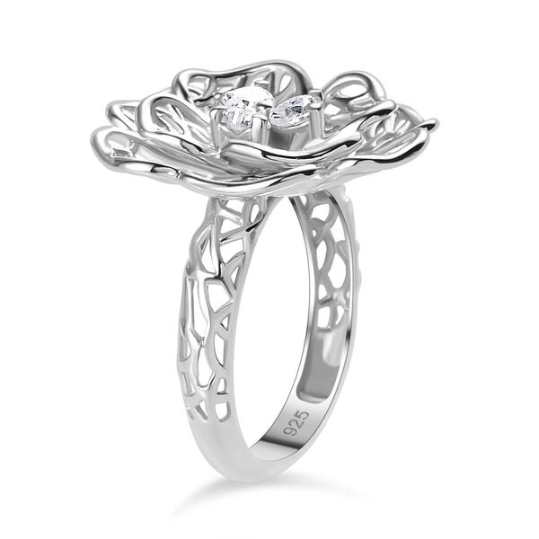 Floraler Moissanit-Ring, 925 Silber rhodiniert - 0,33 ct. image number 5