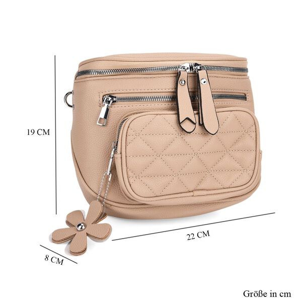 PU Crossbody Tasche mit gemustertem Riemen, 22x8x19cm, Beige image number 8