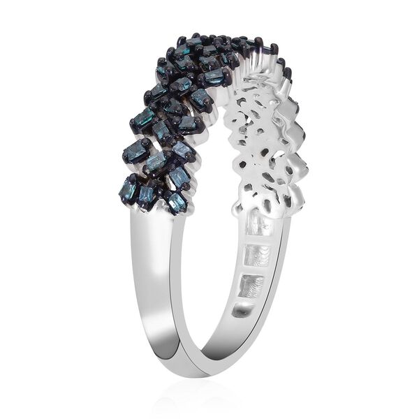 Blauer Diamant-Ring, 925 Silber platiniert  ca. 0,25 ct image number 4