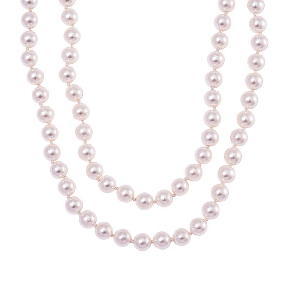 Wei&szlig;e Muschelkernperlen Halskette, 100 cm