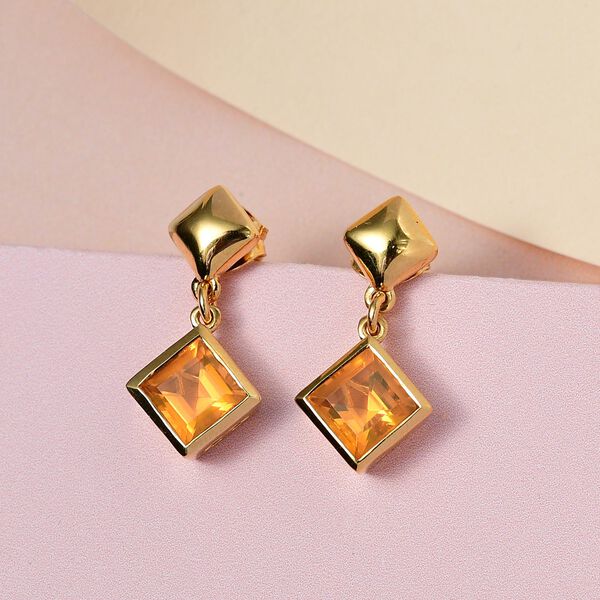 Salamanca Feueropal Ohrringe, 925 Silber vergoldet, ca. 1.56 ct image number 2