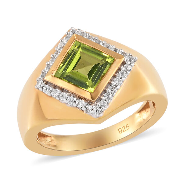 Natürlicher Peridot und Zirkon-Ring, 925 Silber vergoldet  ca. 1,69 ct image number 4