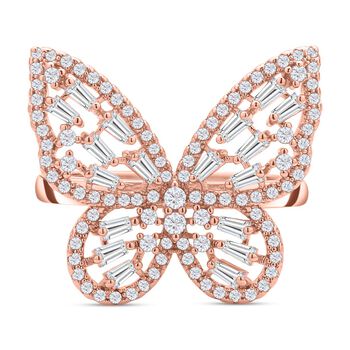 Wei&szlig;er Zirkonia-Ring, (Gr&ouml;&szlig;e 20.00), ca. 1,56  ros&eacute;farben 1.56 ct
