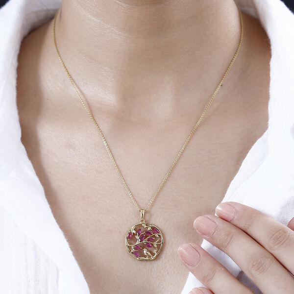 Afrikanischer Rubin (Fissure gefüllt) Anhänger 925 Silber 750 Gelbgold Vermeil ca. 1.12 ct image number 3