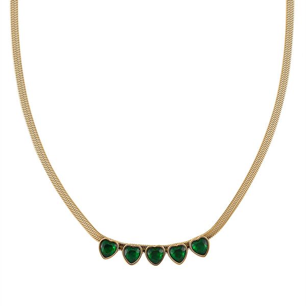 Neongr&uuml;ne Kristall-Halskette, 50 cm image number 2