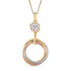 Moissanit Anhänger mit Kette, 925 Silber, Tricolor, 750 Gelbgold Vermeil ca. 0.43 ct