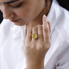 AA Ouro Verde-Quarz, weißer Zirkon Ring, 925 Silber vergoldet (Größe 16.00) ca. 9.96 ct image number 2