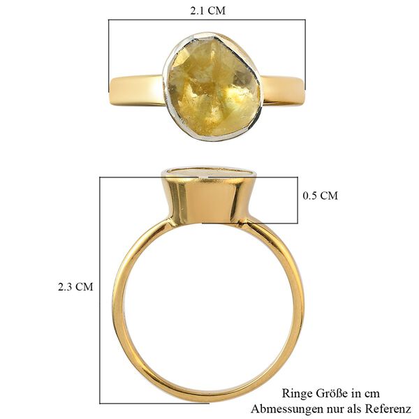 Polki Gelber Diamant Fancy Solit&auml;r Ring 925 Silber vergoldet  ca. 0,50 ct image number 6