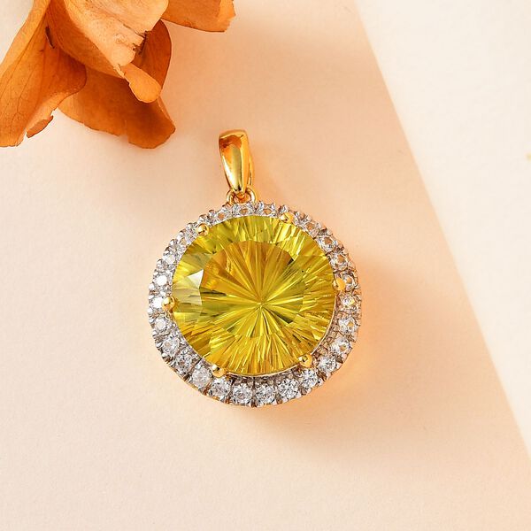 AAA Ouro Verde Quarz und Zirkon Anh&auml;nger - 9,58 ct. image number 2