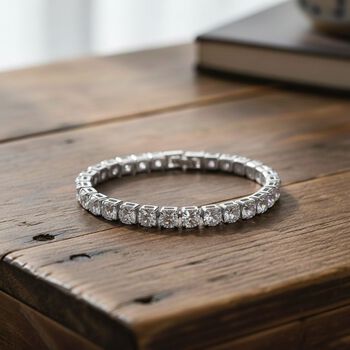 Wei&szlig;er Zirkonia Armband ca. 19 cm Nickelfreies Messing, Silberfarben