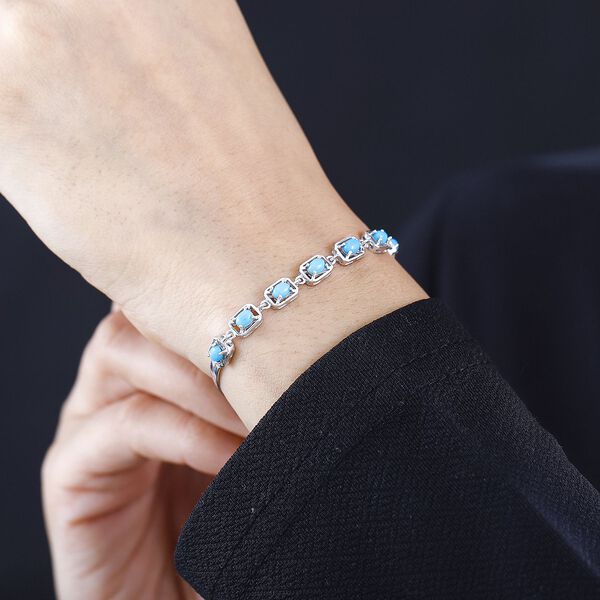 AA Sleeping Beauty T&uuml;rkis Armband ca. 19 cm 925 Silber rhodiniert ca. 1.25 ct image number 3