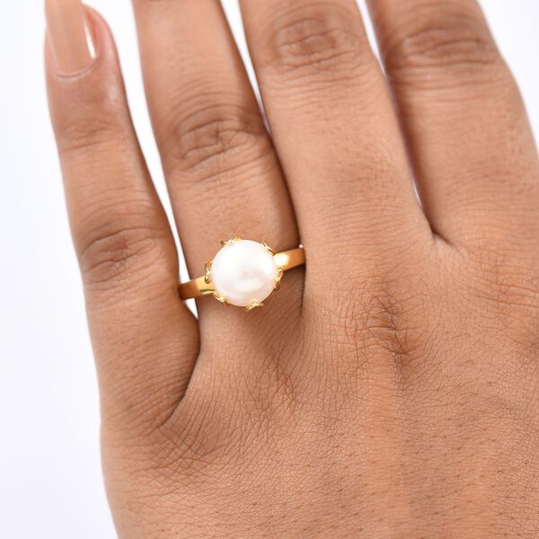 EVER TRUE Weiße Süßwasser Perle (10-10.5 mm) Ring Nickelfreies Messing (Größe 18.00) 5.60 ct image number 3