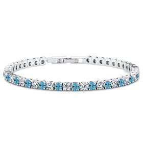 AAA Zirkonia, Blauer Zirkonia Armband ca. 19 cm Messing rhodiniert