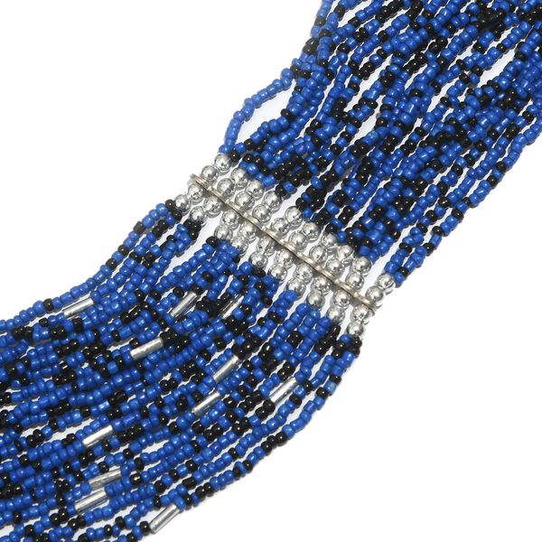 Blaue mehrlagige Saatperlen-Halskette, 79 cm image number 2