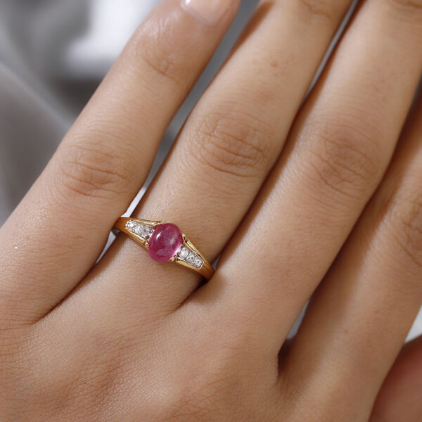 Rubin und Zirkon-Ring, Fissure gef&uuml;llt, 925 Silber vergoldet  ca. 1,32 ct image number 3