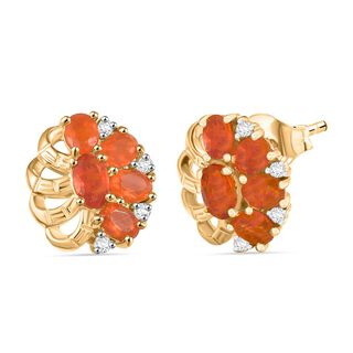 AAAA Blaze-Feueropal Ohrringe 925 Silber 750 Gelbgold Vermeil ca. 1,40 ct. AAAA Blaze-Feueropal Ohrringe 925 Silber 750 Gelbgold Vermeil ca. 1,40 ct.