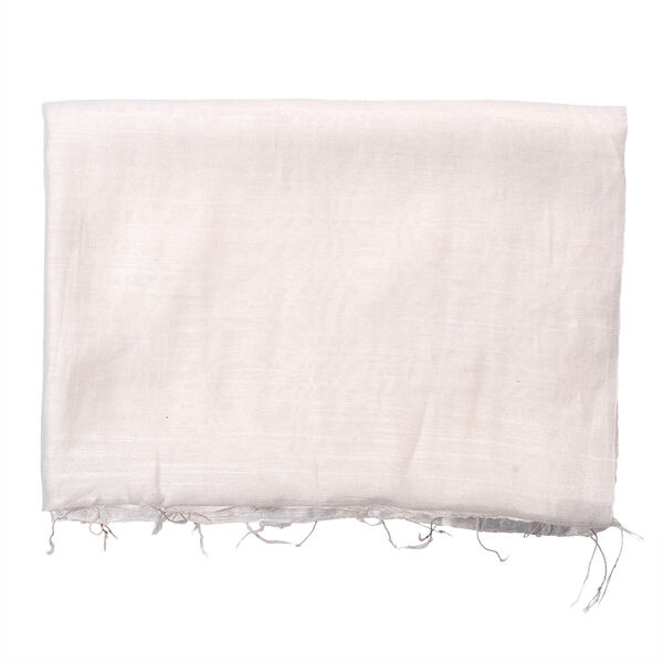 LA MAREY Stola Leinen Seide, 70 x 200 cm, Wei&szlig; image number 3