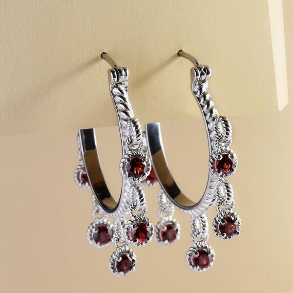 Rote Granat Creolen, Edelstahl ca. 3.57 ct image number 2