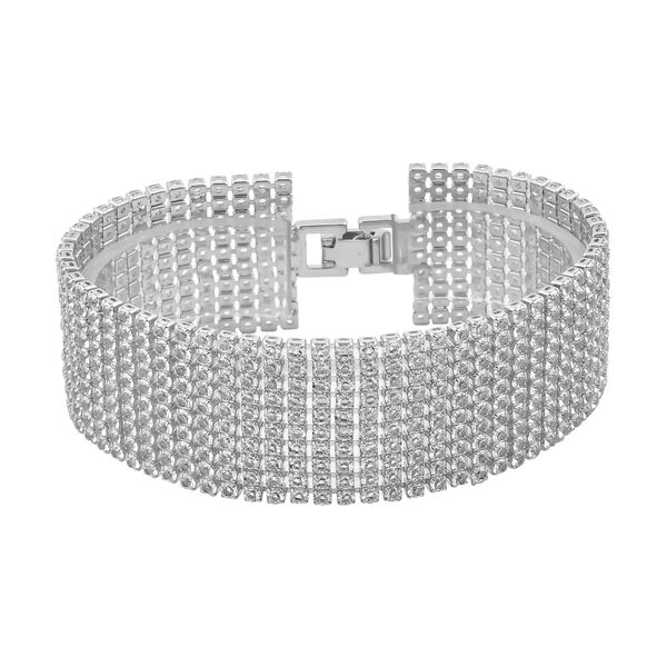 Mehrreihiges Kristall Carpet Armband, ca. 19 cm, silberfarben image number 0