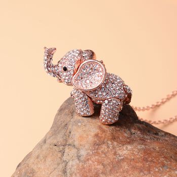 Wei&szlig;er Kristall-Elefant-Anh&auml;nger mit Kette, 60 cm