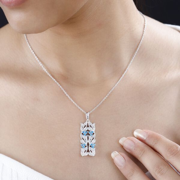 ALLORO AA Neon Apatit und Zirkon Anhänger mit 45cm Kette - 0,88 ct. image number 3