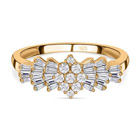 Moissanit Ballerina Ring, 925 Silber mit 750 Gelbgold Vermeil - 1,12 ct.