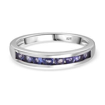 Tansanit Ring 925 Silber platiniert (Gr&ouml;&szlig;e 17.00) ca. 0,58 ct