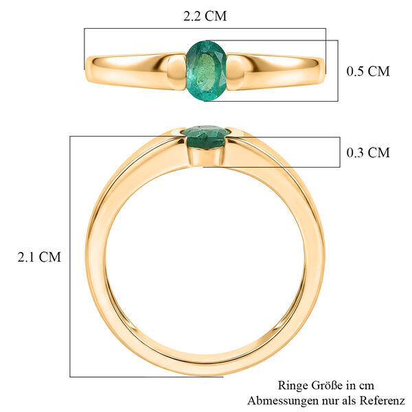D'Joy AAA Kagem Sambischer Smaragd Ring 925 Silber 750 Vergoldet (Gr&ouml;&szlig;e 17.00) (10-15 Werktage Lieferzeit) ca. 0.33 ct image number 6