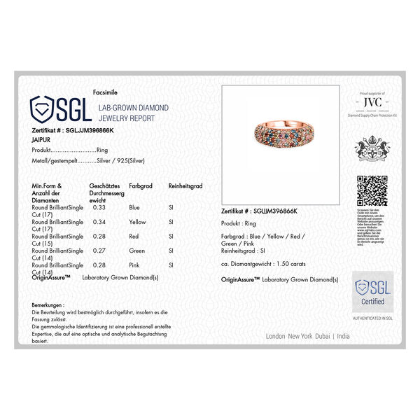 LUXURIANT SGL zertifizierter SI mehrfarbiger Labor Diamant Ring - 1,50 ct. image number 7