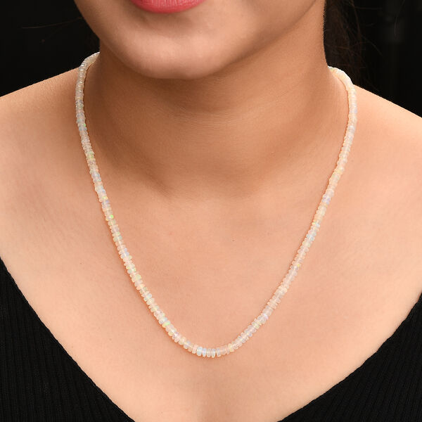 Nat&uuml;rlicher &Auml;thiopischer Opal Halskette 45 cm 925 Silber Platein-&Uuml;berzug ca. 31,00 ct image number 2