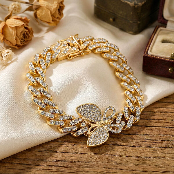 DESIGNER INSPIRIERT Wei&szlig;er Kristall Armband ca. 19 cm, goldfarben image number 2