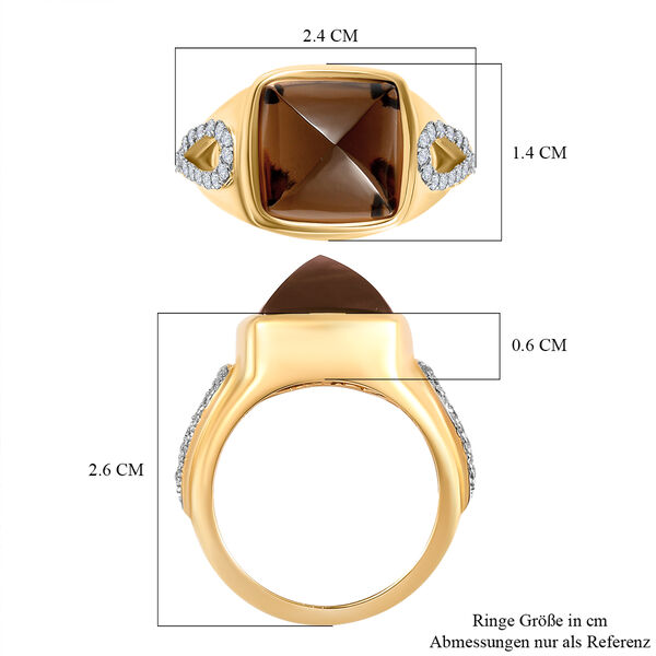 Rauchquarz und wei&szlig;er Zirkon Ring, 925 Silber vergoldet (Gr&ouml;&szlig;e 17.00) ca. 10.71 ct image number 6