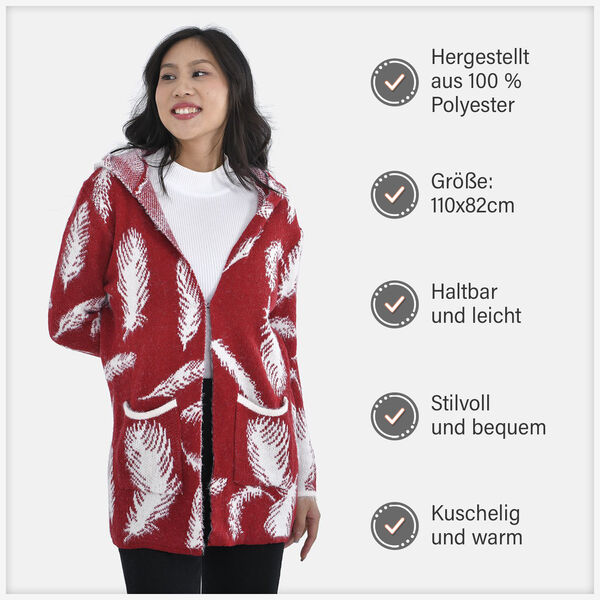 Winter-Kapuzenpullover mit 2 Taschen, Rot image number 6