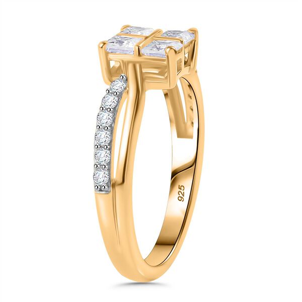 Moissanit Ring 925 Silber 750 Gelbgold Vermeil (Gr&ouml;&szlig;e 17.00) ca. 0,82 ct image number 5