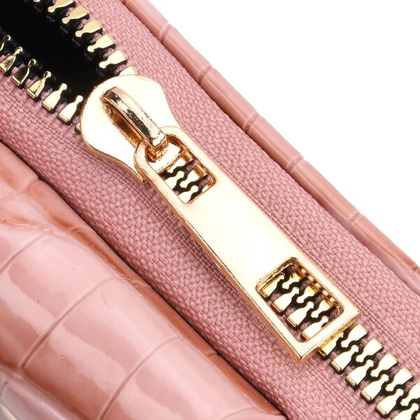 Elegante Geldbörse mit Krokoprägung, RFID-Schutz, 14,5×9,5cm, Rosa image number 8