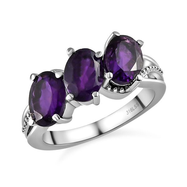 Afrikanischer Amethyst-Ring, (Größe 16.00) Edelstahl, ca. 2,16 ct image number 4