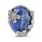 Lapislazuli und Markasit Ring in Edelstahl (Größe 16.00) ca. 21,60 ct