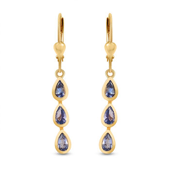 Tansanit Ohrringe, 925 Silber vergoldet ca. 1,01 ct