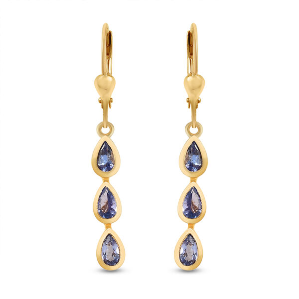 Tansanit Trilogie Ohrh&auml;nger in Silber 1,01 Ct