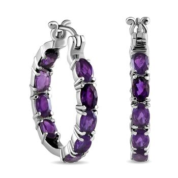 Afrikanische Amethyst-Creolen, Edelstahl, ca. 7.29 ct