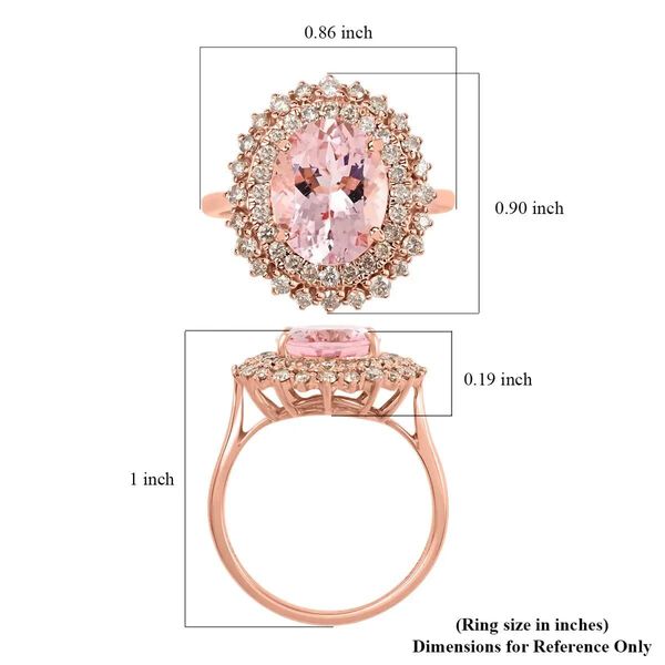 LUXORO zertifiziert und geprüft AAA Rosa Morganit und Diamant Ring in 585 Roségold - 156,85 ct. image number 6