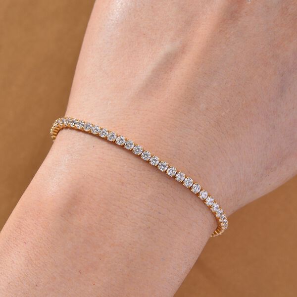 LUSTRO STELLA wei&szlig;es Zirkonia 20cm Armband, 925 Silber vergoldet - 3,45 ct. image number 3