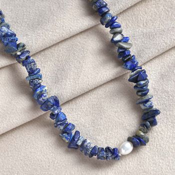 Sodalith und S&uuml;&szlig;wasserperle Halskette, 70 cm - 308,45 ct.