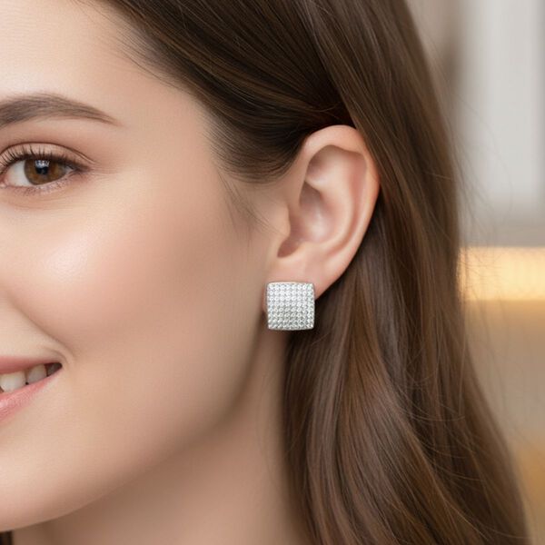 Lustro Stella Weißer Zirkonia Ohrringe 925 Silber rhodiniert image number 2