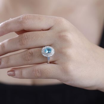 AA Lagunen Apatit und Diamant Ring - 1,77 ct.